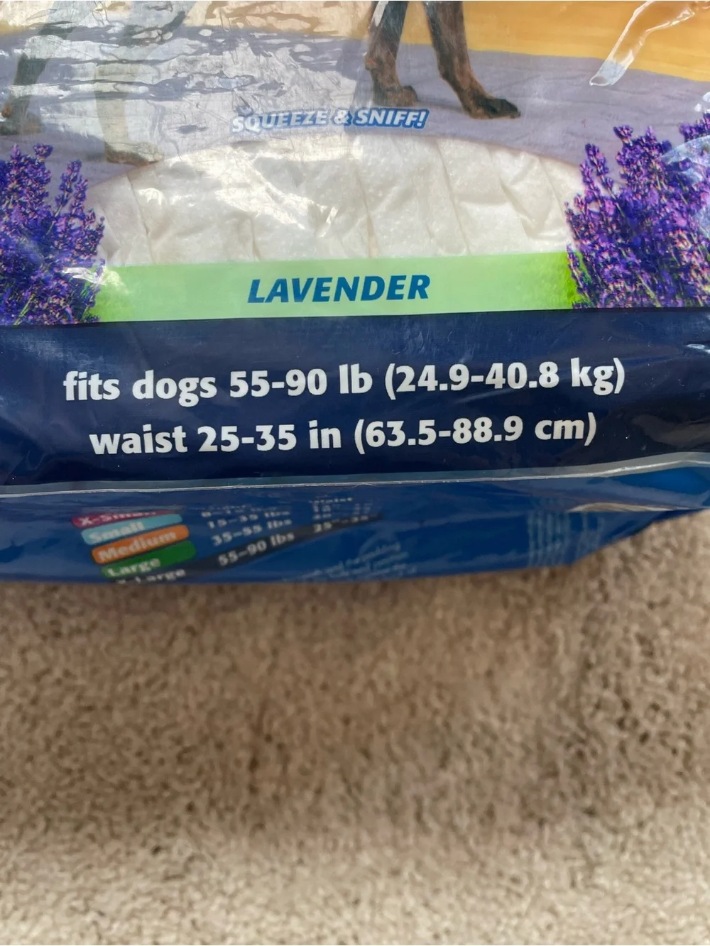 Top Paw Lavender Scented Disposable Dog Diapers - White & Blue Packaging